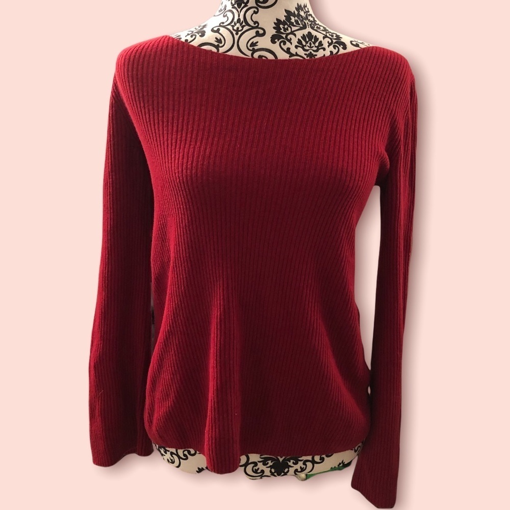 Aritzia Babaton Kitano Sweater wool-linen blend in Red - Picture 2 of 4